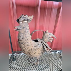 Rustic Brown Metal Rooster Watering Can